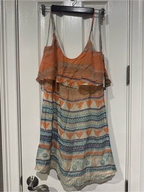 charlie jade Orange and Turquoise Striped Summer Dress